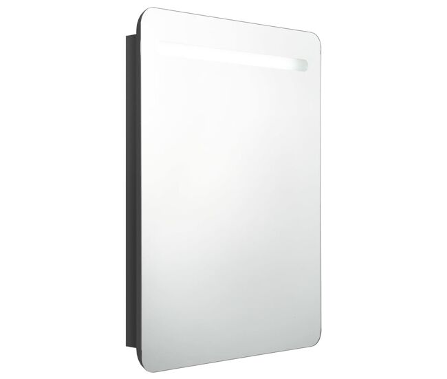 Vidaxl armário espelhado casa de banho led 60x11x80 cm preto brilhante