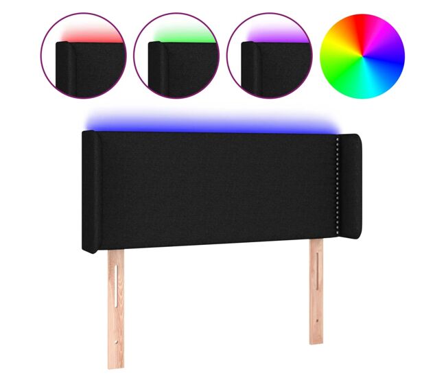 Vidaxl cabeceira de cama c/ luzes led tecido 93x16x78/88 cm preto