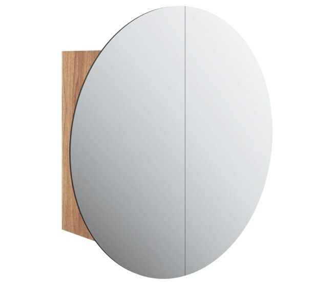 Vidaxl armário wc c/ espelho redondo e led 47x47x17,5 cm cor carvalho