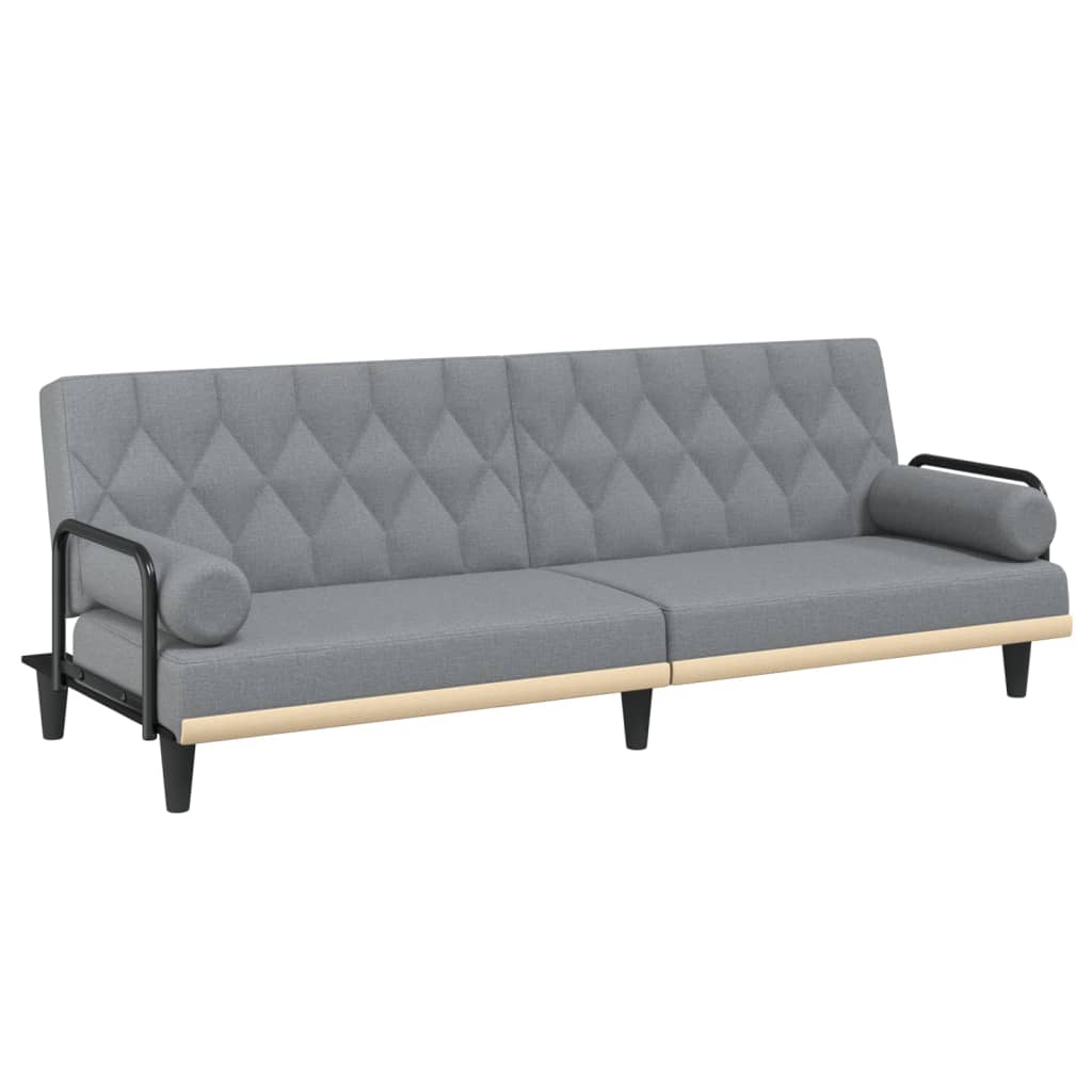 Vidaxl sofá-cama com apoio de braços tecido cinzento-claro