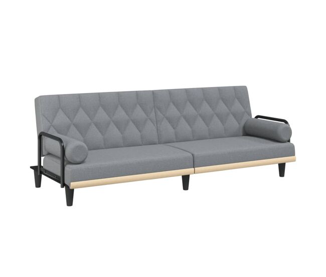 Vidaxl sofá-cama com apoio de braços tecido cinzento-claro