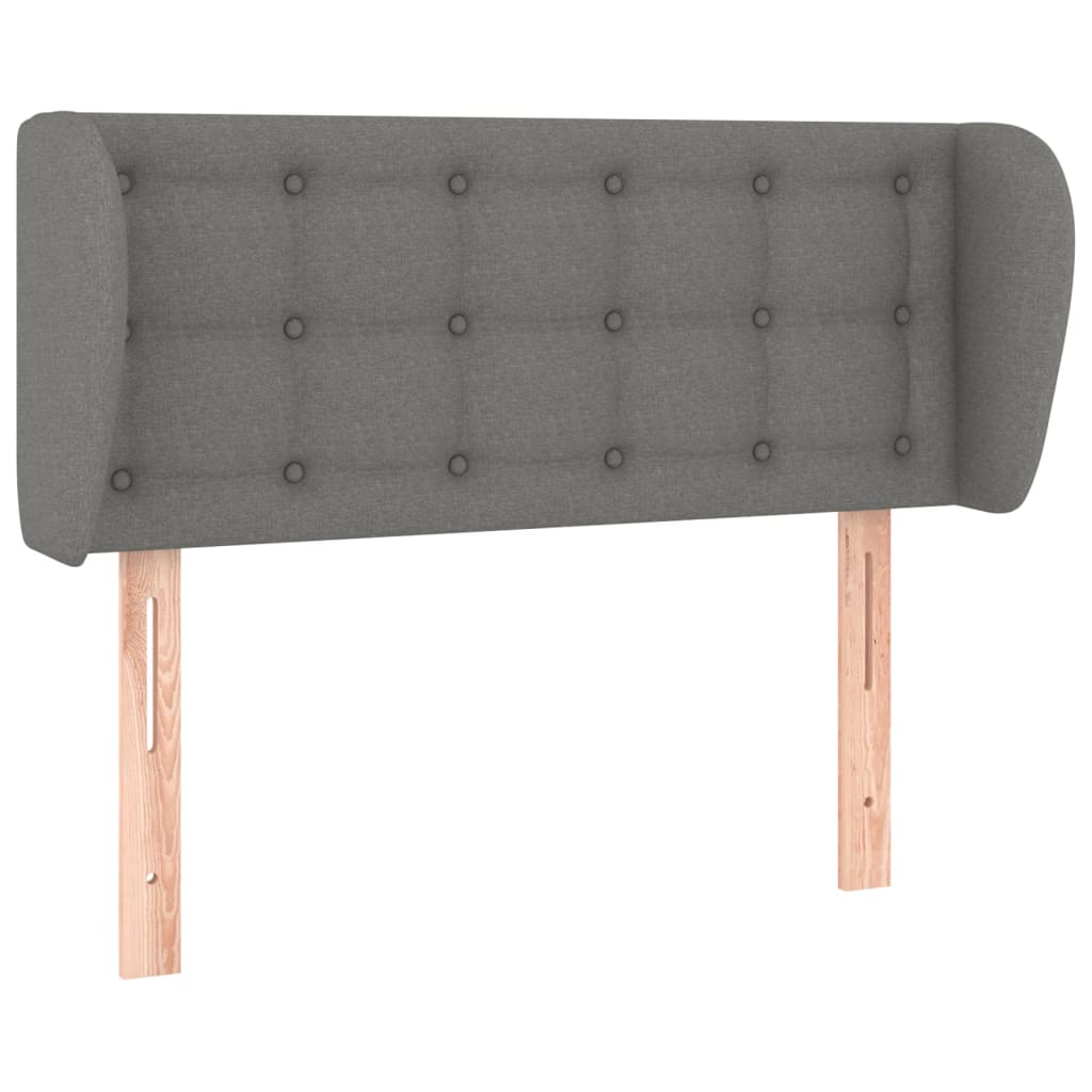 Vidaxl cabeceira de cama c/ abas tecido 103x23x78/88cm cinzento-escuro