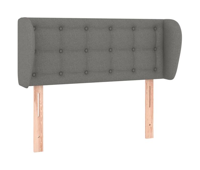 Vidaxl cabeceira de cama c/ abas tecido 103x23x78/88cm cinzento-escuro