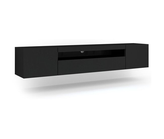 Móvel para televisão de parede aurus black com 3 portas e 200 cm