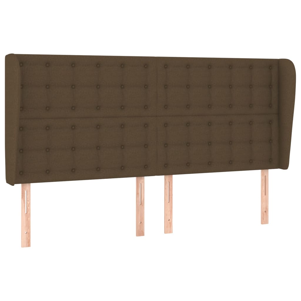 Vidaxl cabeceira cama c/ abas tecido 163x23x118/128 cm castanho-escuro