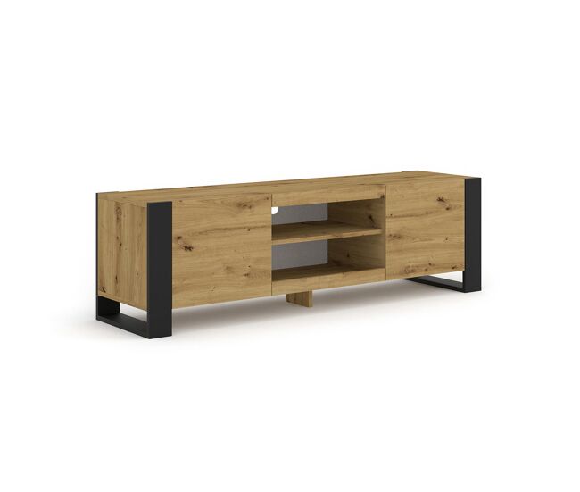 Gani 158 cm suporte de tv de 2 portas em madeira e noir