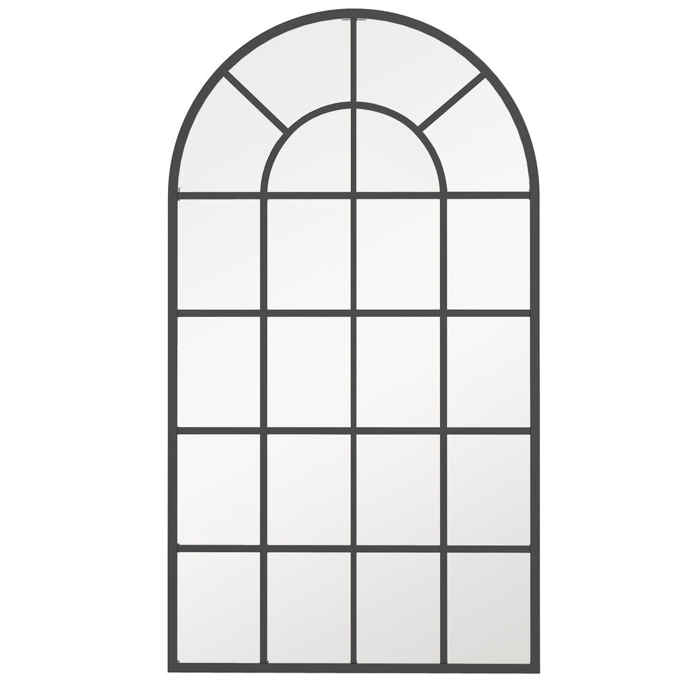 Homcom espelho decorativo de parede 65x110 cm – espelho de janela em metal para sala, quarto, entrada, estilo moderno, preto