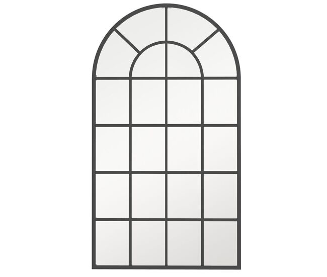 Homcom espelho decorativo de parede 65x110 cm – espelho de janela em metal para sala, quarto, entrada, estilo moderno, preto