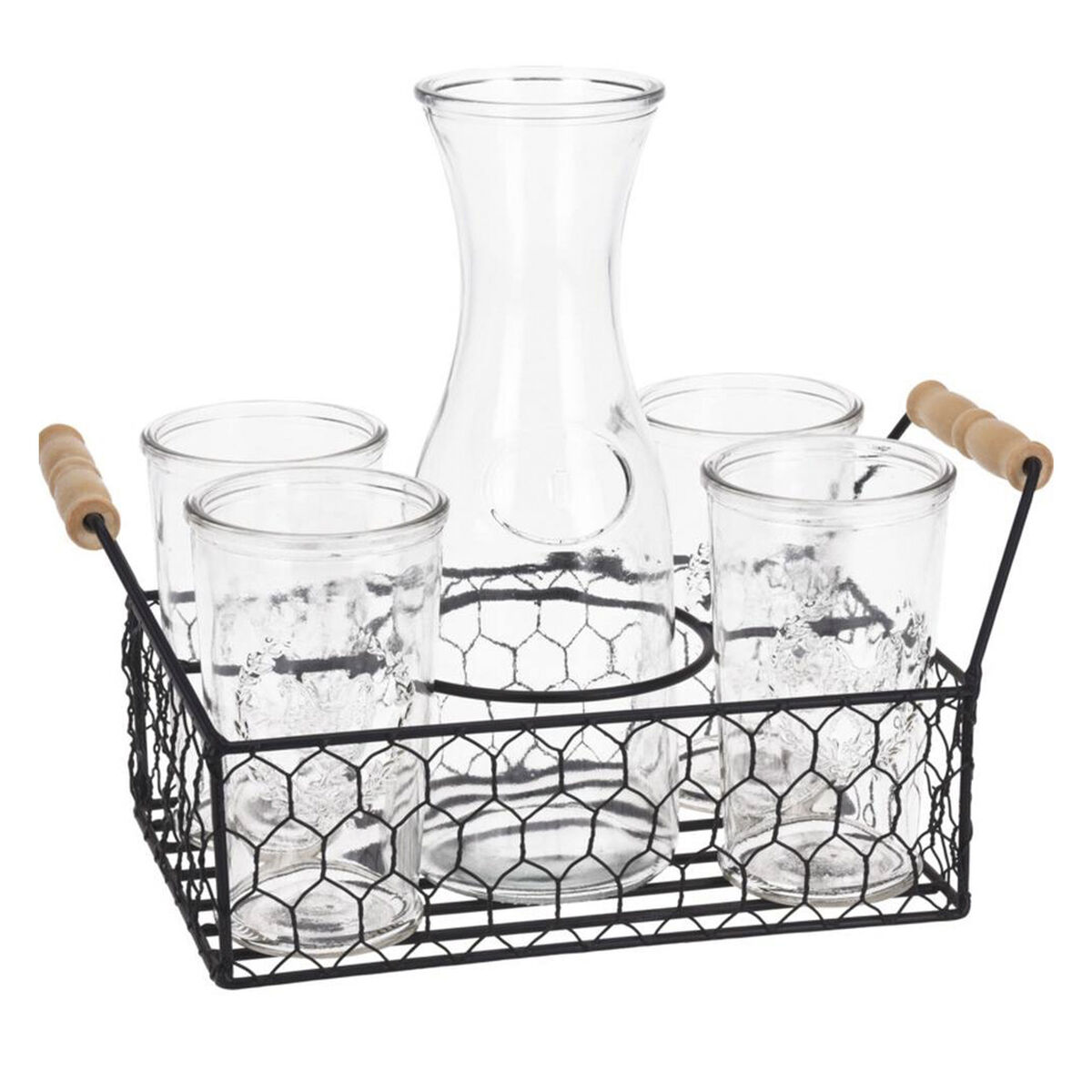 Well home conjunto de 4 copos de 450ml + jarra de vidro de 1l