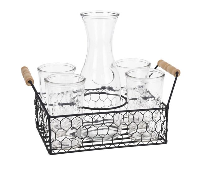 Well home conjunto de 4 copos de 450ml + jarra de vidro de 1l