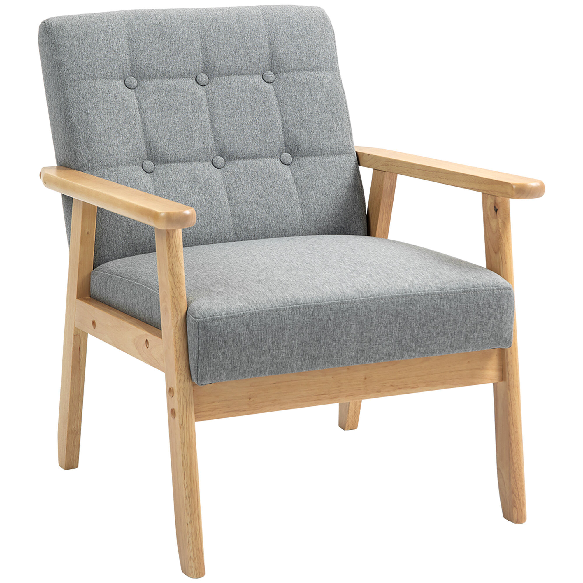 Poltrona Poliéster e Madeira de Pinho HOMCOM, casa - poltronas