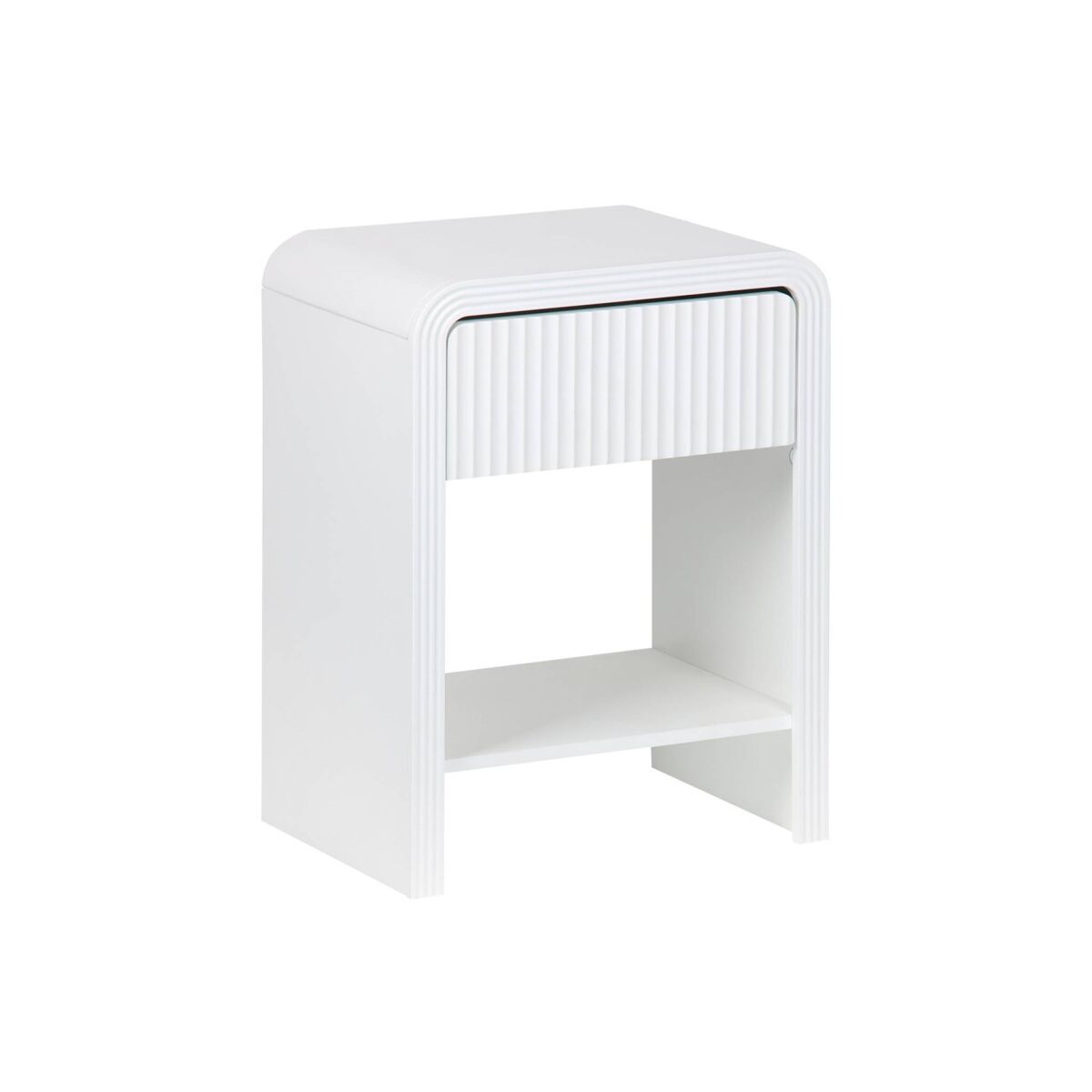 Mesa de cabeceira com efeito madeira branca ranhurada 1 gaveta, 1