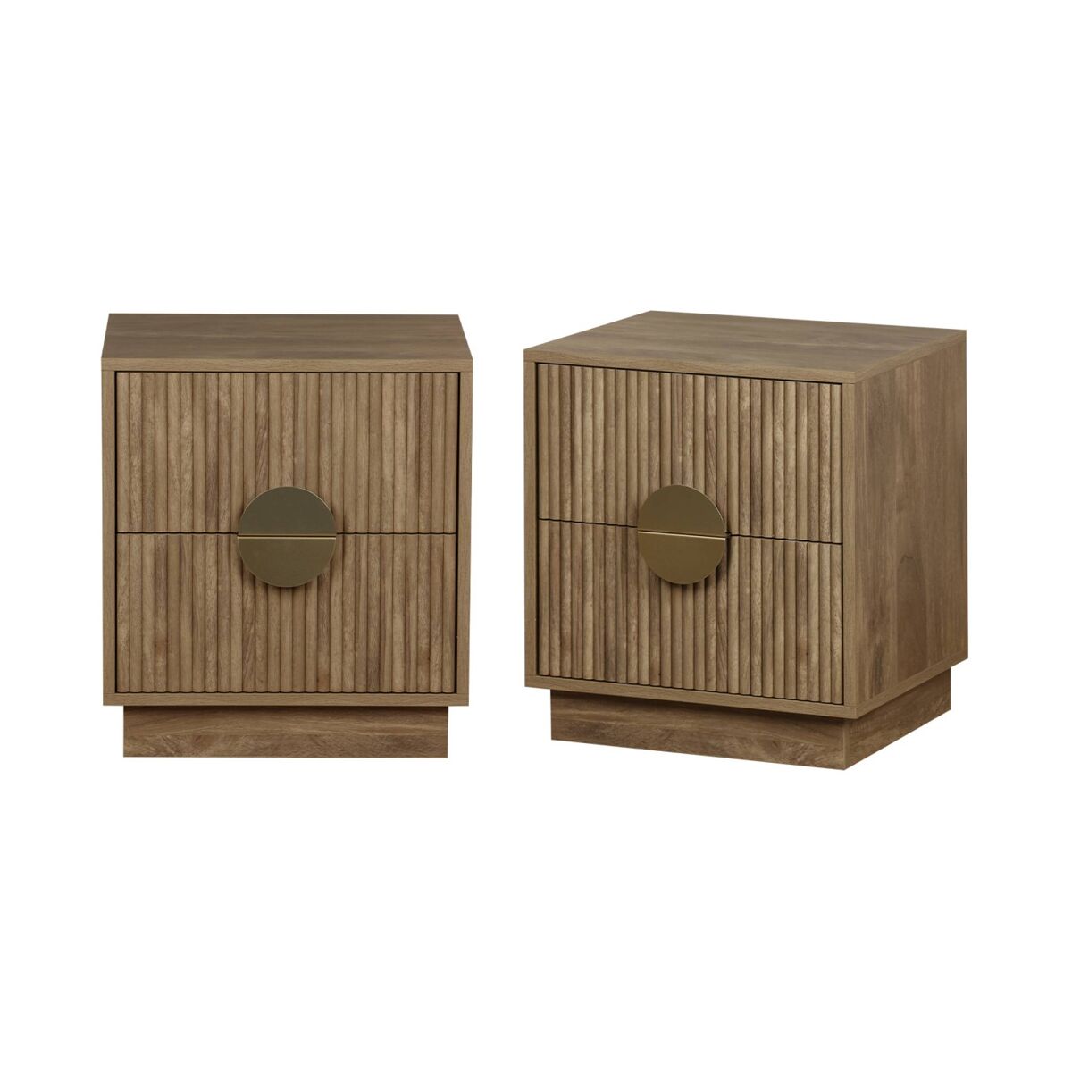 Mesa de cabeceira de 2 gavetas com efeito de madeira de manga, set de 2, celian, manguier, 42x38x50 cm