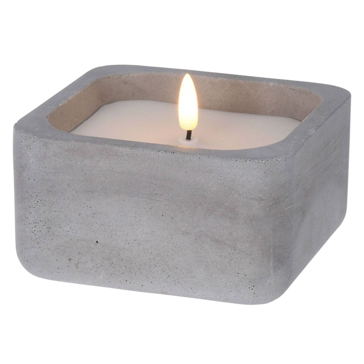 Well home - vela led quadrada cinza 12x12x6,5cm