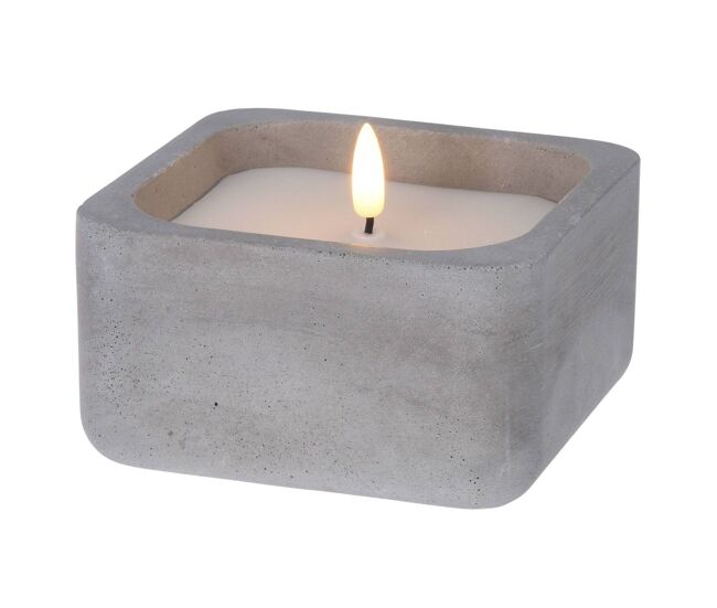 Well home - vela led quadrada cinza 12x12x6,5cm