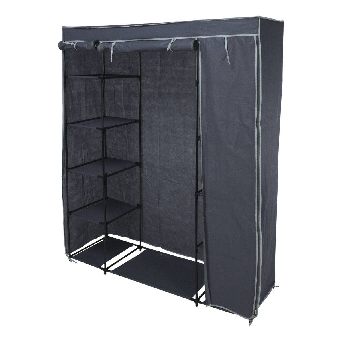 Well home - armário de campismo com prateleiras cinza 141x45x167cm