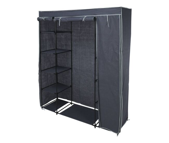 Well home - armário de campismo com prateleiras cinza 141x45x167cm