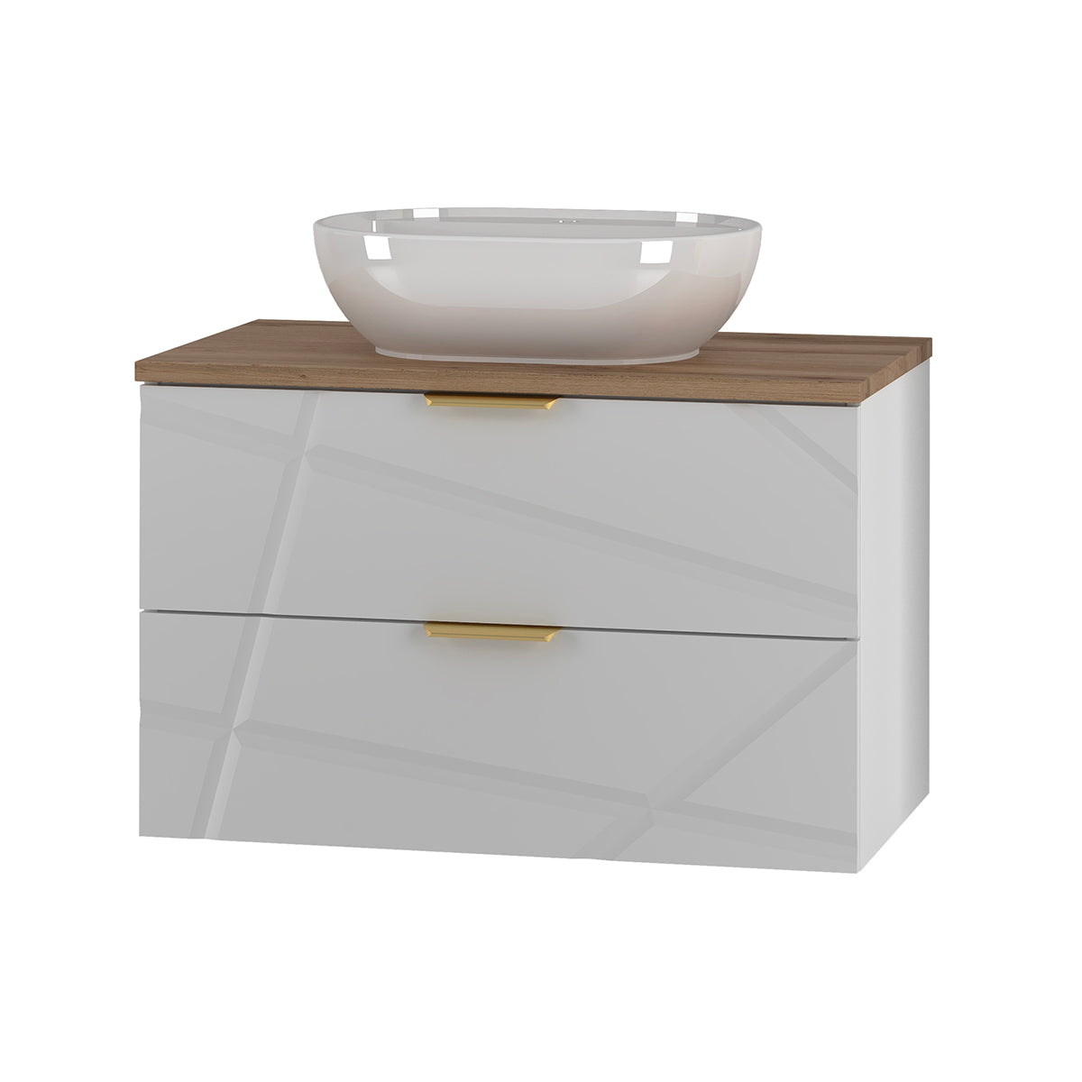 Móvel lavatório simples 80cm aurora blanc e madeira
