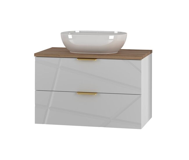 Móvel lavatório simples 80cm aurora blanc e madeira