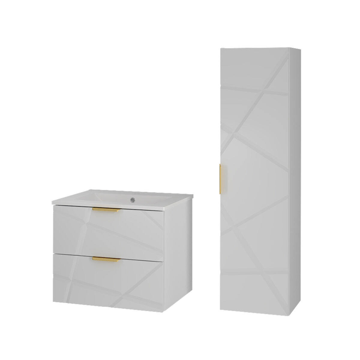 Conjunto móvel lavatório simples embutido coluna Aurora
