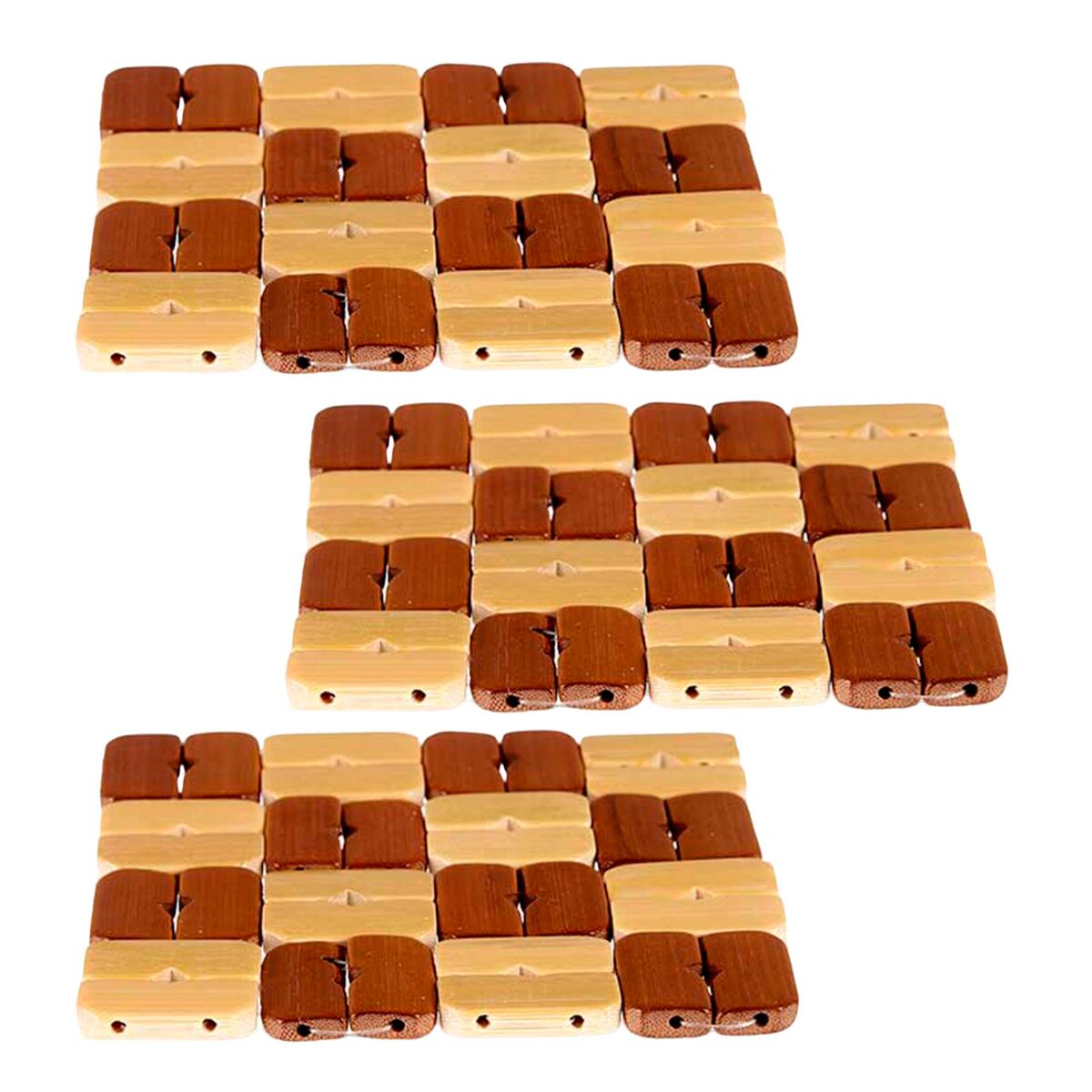 Conjunto de 3 bases quadradas de bambu coleção kinvara