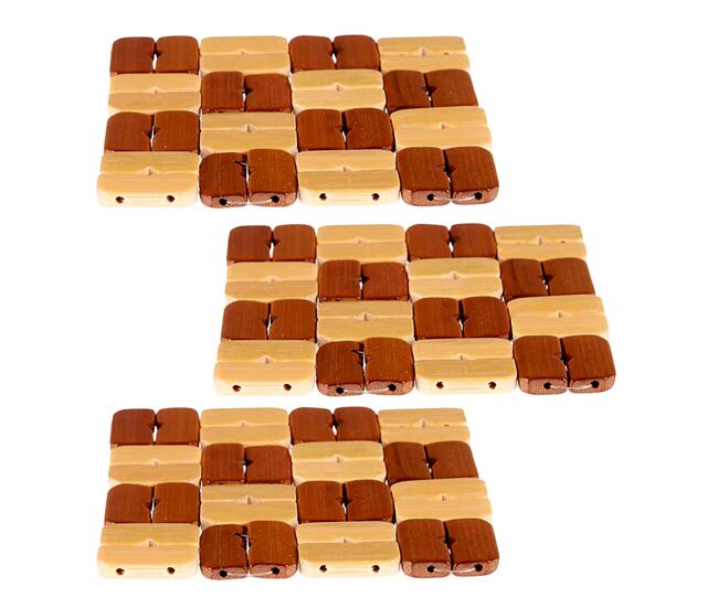 Conjunto de 3 bases quadradas de bambu coleção kinvara