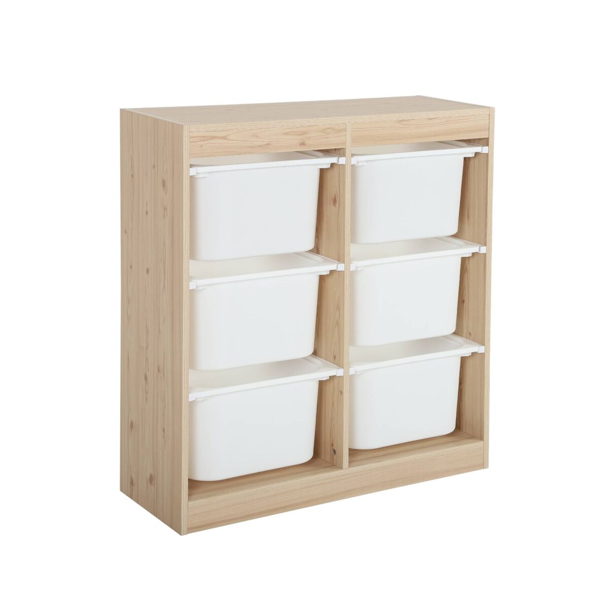 Arrumação para crianças com 6 caixas de arrumação, sora, natural, 81.5x30x89 cm