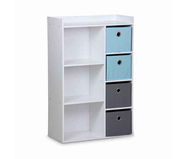 Móvel de arrumação para enfants com 4 cestos, camille, bleu, 62x29.5x96 cm