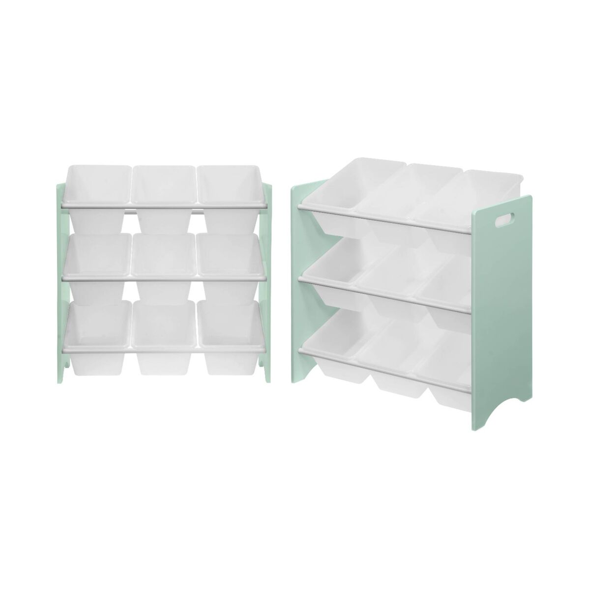 Arrumação de brinquedos, 18 compartimentos, set de 2, tobias, verde celadon, 64x29.5x60 cm