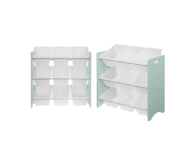 Arrumação de brinquedos, 18 compartimentos, set de 2, tobias, verde celadon, 64x29.5x60 cm