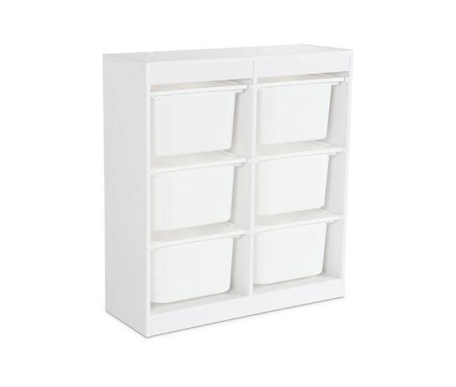 Arrumação para crianças com 6 caixas de arrumação, sora, branco, 81.5x30x89 cm