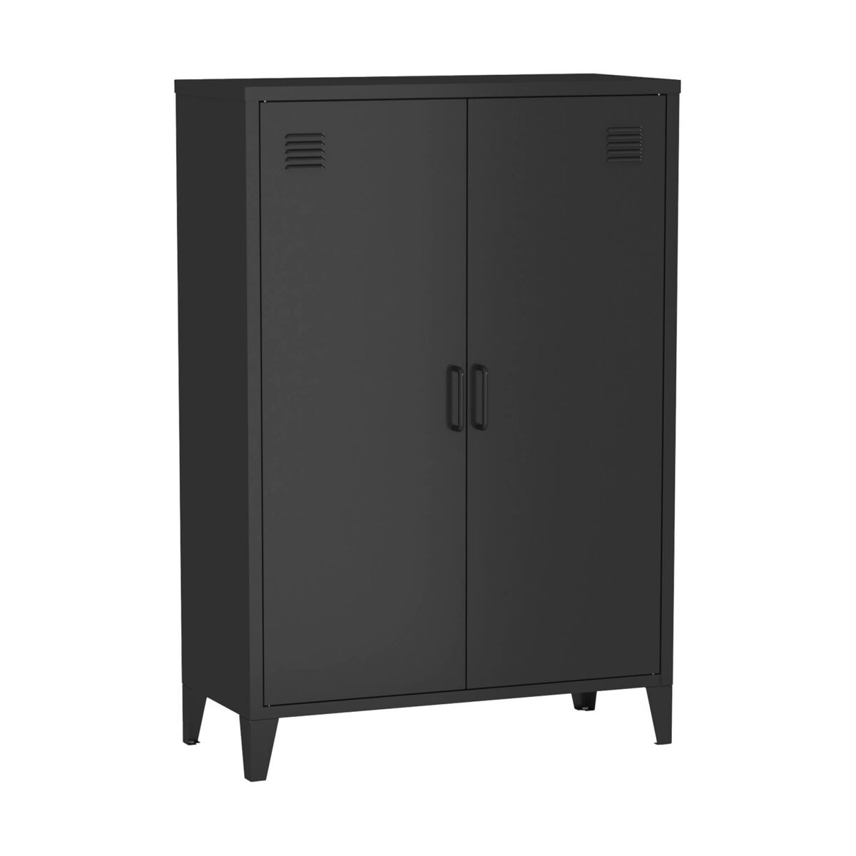 Cômoda/armário industrial metal 2 portas, soho, preto, 75x33x110 cm