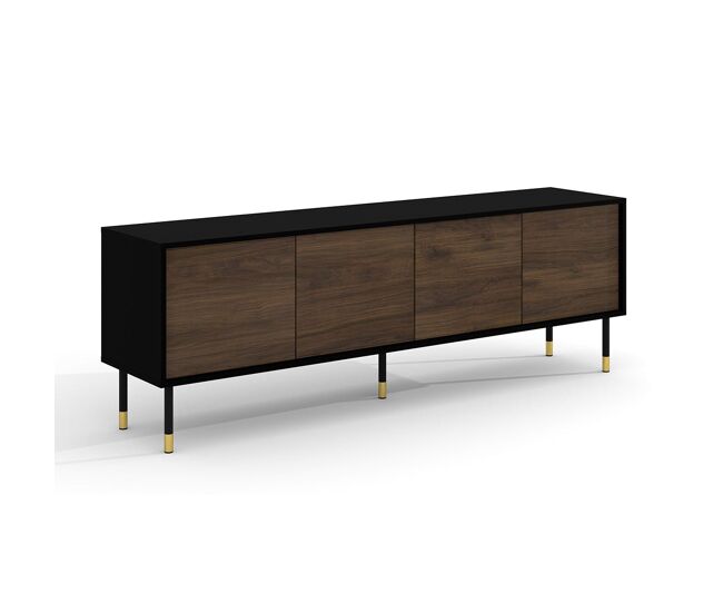 Suporte de tv de 4 portas rani de 180 cm em madeira e noir
