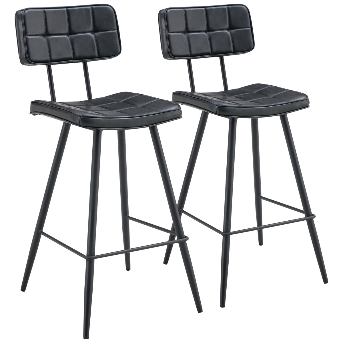 Conjunto de 2 bancos de bar fernand em imitação de pele noire