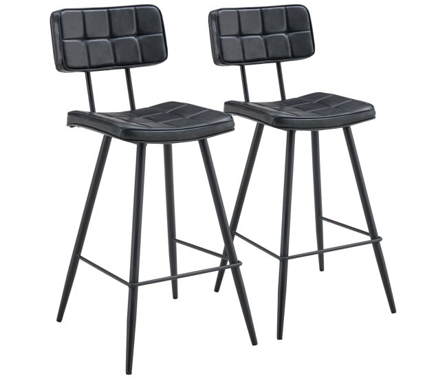 Conjunto de 2 bancos de bar fernand em imitação de pele noire