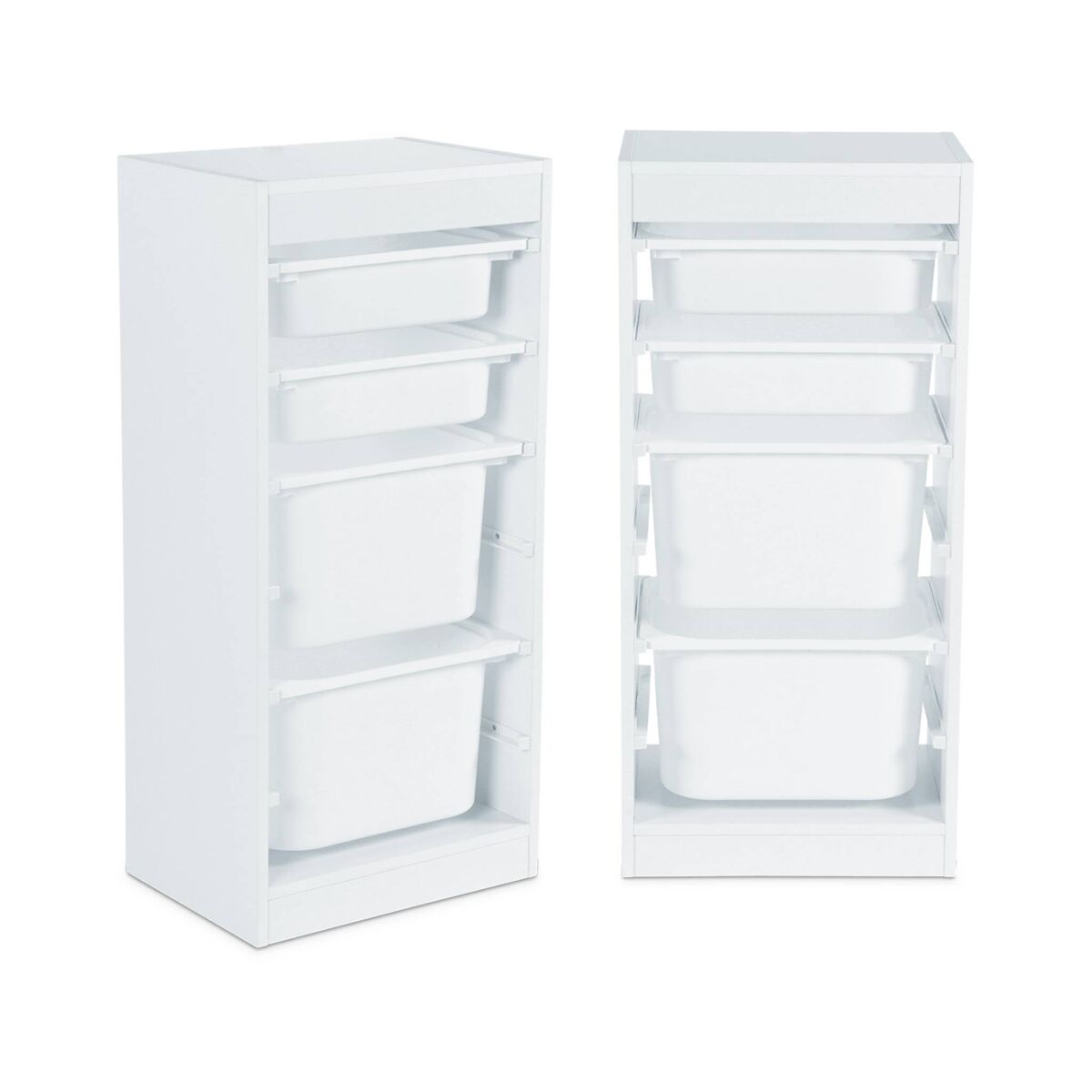 Móvel de armazenamento infantil 4 caixas de armazenamento, set de 2, sora x2, branco, 41.5x30x89 cm