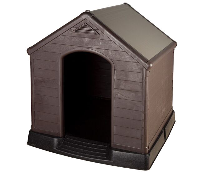 Curver casinha de cão castanha em resina com chão elevado e sistema de ventilação 95x99x99 cm