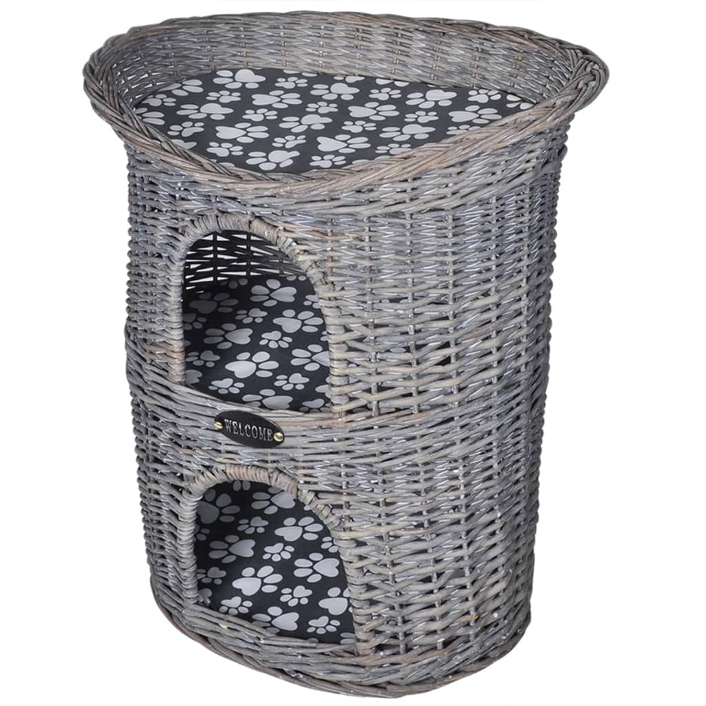 Vidaxl ninho/casa/arranhador p/ animais 2 níveis c/almofadão salgueiro