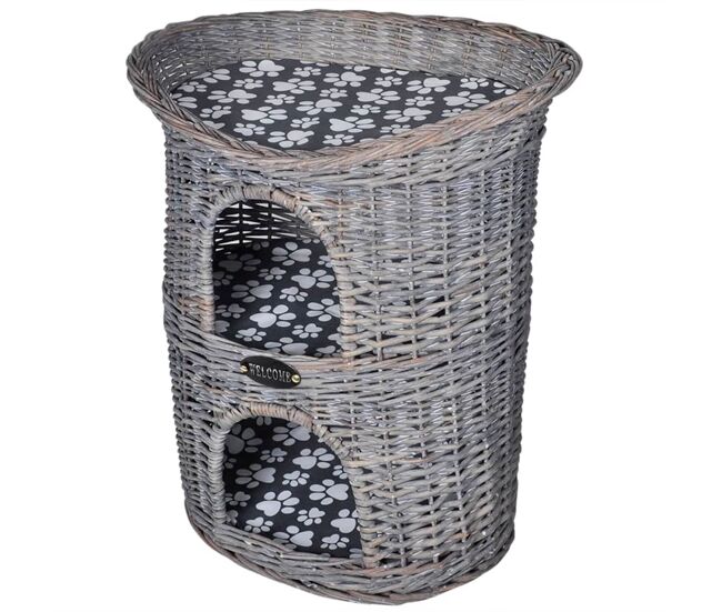 Vidaxl ninho/casa/arranhador p/ animais 2 níveis c/almofadão salgueiro