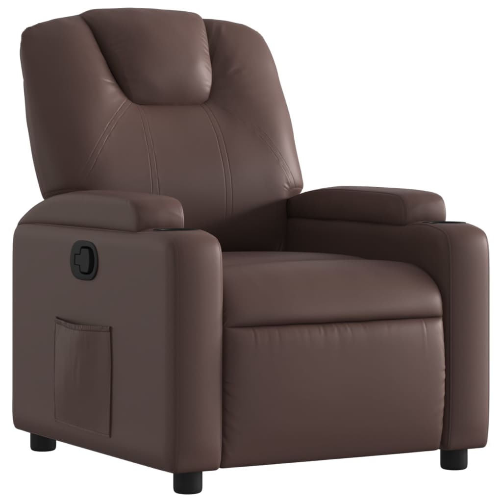 Vidaxl poltrona reclinável couro artificial castanho