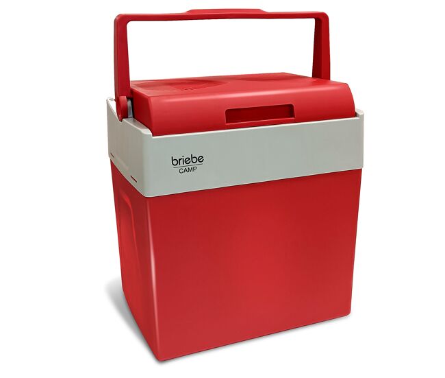 Briebe cf1153red geleira électrique 28l, refrigerador électrique portable, campismo viagens 12v / 220 - 240v, refrigeração e aquecimento, 55, rouge