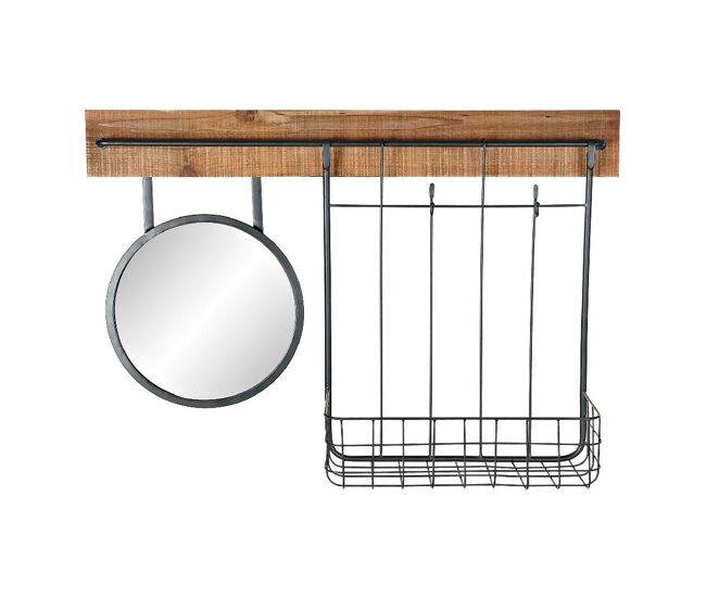 Espelho de parede dkd home decor noir metal abeto espelho (80 x 15 x 20 cm)