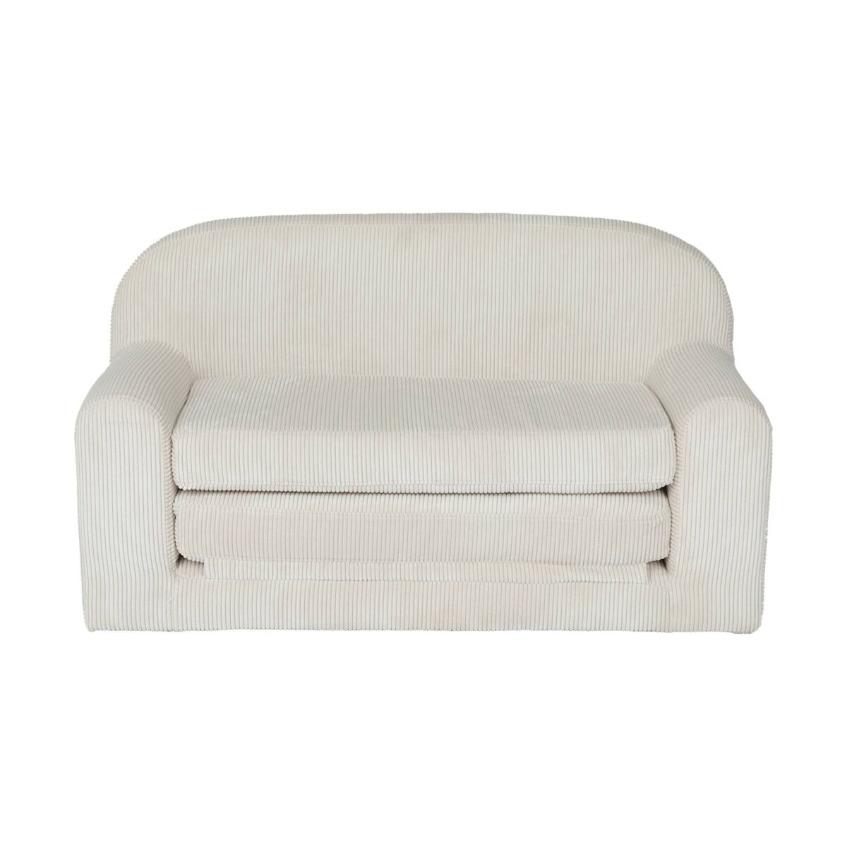 Sofá cama infantil em veludo cotelê desdobrável, cleo, creme, 90x43x51.5 cm