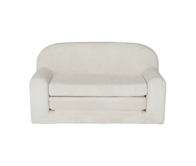 Sofá cama infantil em veludo cotelê desdobrável, cleo, creme, 90x43x51.5 cm