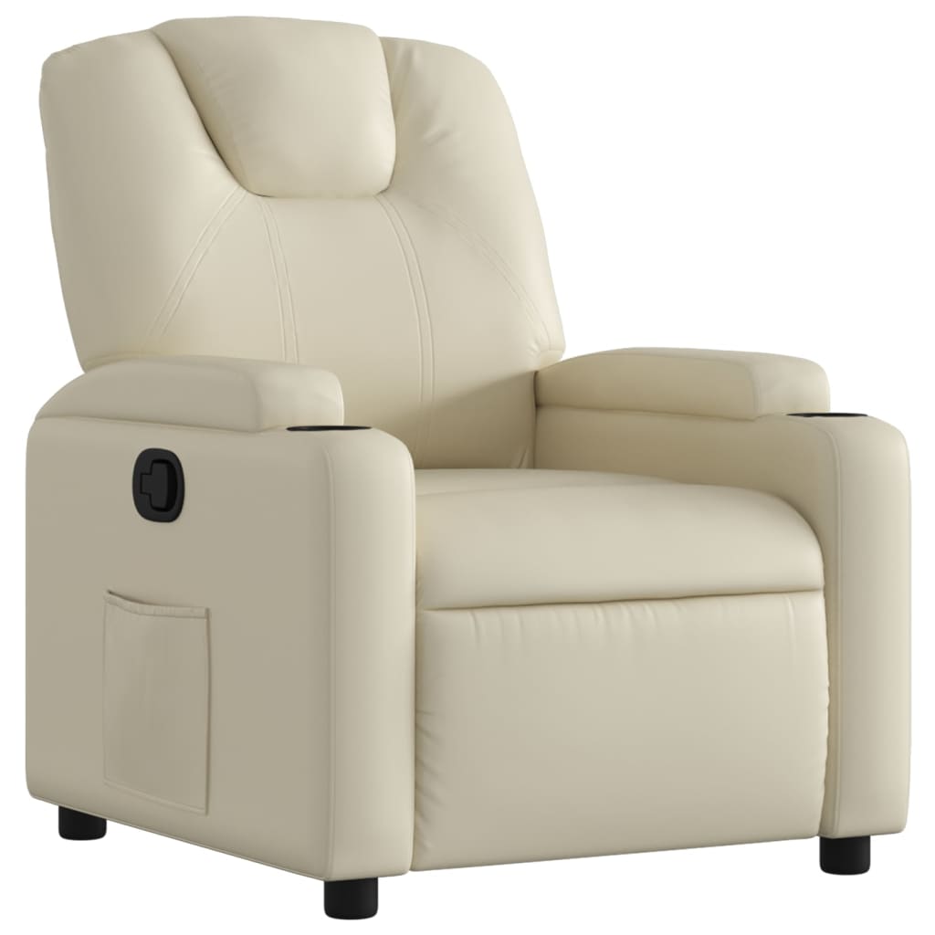 Vidaxl poltrona reclinável couro artificial cor creme