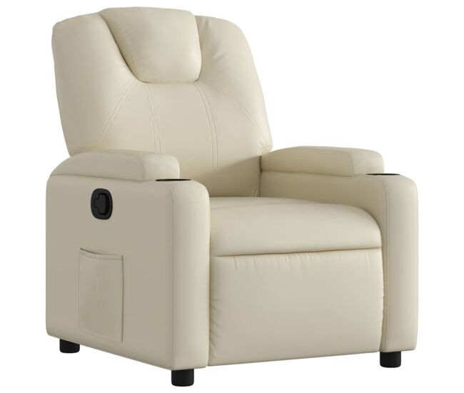 Vidaxl poltrona reclinável couro artificial cor creme