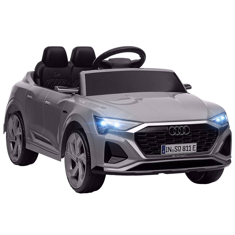 Aiyaplay carro électrique para enfants acima de 3 anos carro audi q8 etron sportback infantil com bateria 12v controlo remoto faróis buzina e música 98x49,5x43 cm gris
