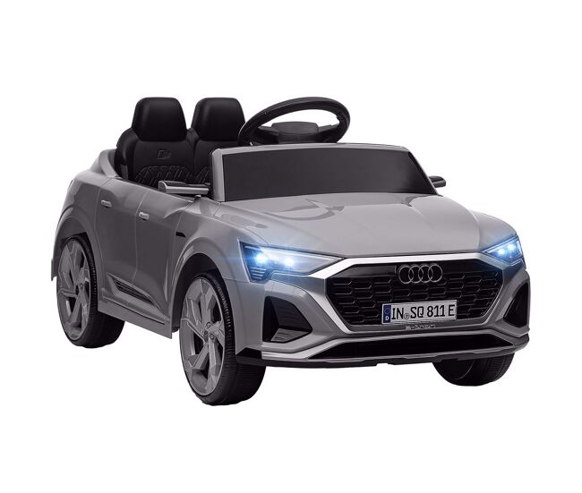 Aiyaplay carro électrique para enfants acima de 3 anos carro audi q8 etron sportback infantil com bateria 12v controlo remoto faróis buzina e música 98x49,5x43 cm gris