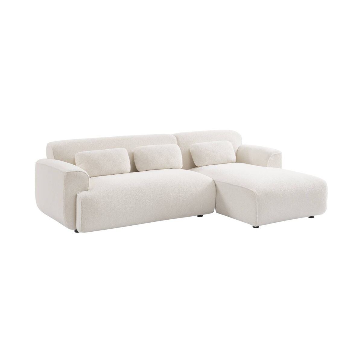 Canapé 3 places angle droit tissu bouclette Wallas L 196 x P 151 / 91 / x H 73 cm
