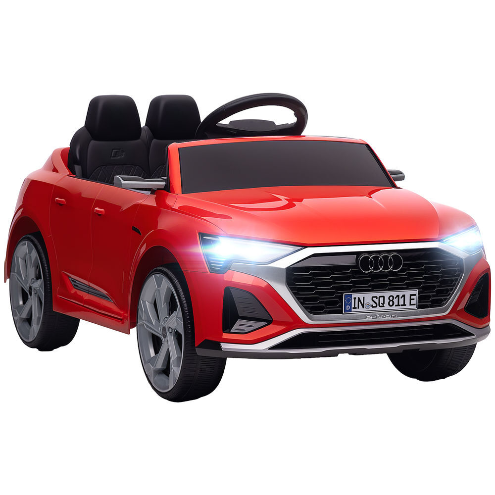 Aiyaplay carro électrique para enfants acima de 3 anos carro audi q8 etron sportback infantil com bateria 12v controlo remoto faróis buzina e música 98x49,5x43 cm rouge